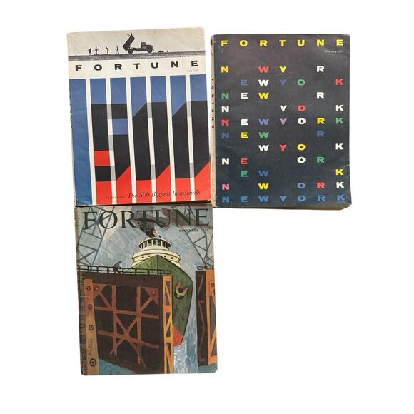 VTG Fortune Magazine Lot of 3 Issues 1950 & 1960 Business Advertising READ - Picture 1 of 16